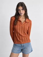 Blusa Manga Larga Trenzada Cuello Sport