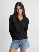 Blusa Manga Larga Trenzada Cuello Sport