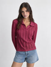 Blusa Manga Larga Trenzada Cuello Sport
