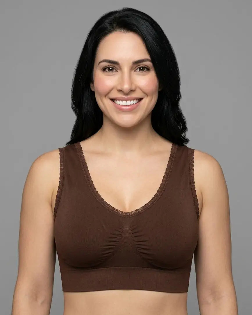 V-Neck Lace Bralette Top Chocolate Viva Rouss